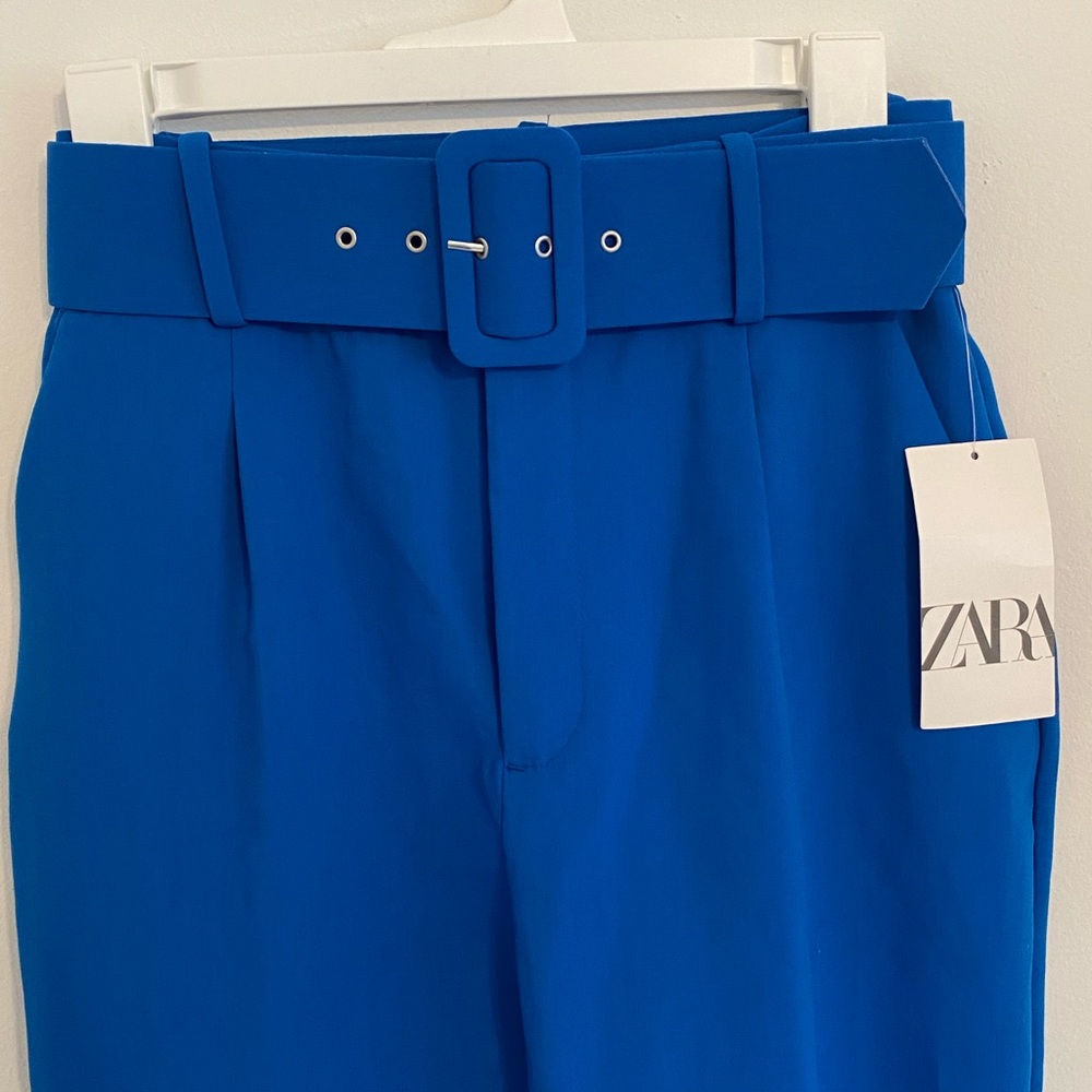 *SOLD* Zara New Belted High-waisted Blue Pants